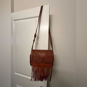 Leather fringe crossbody